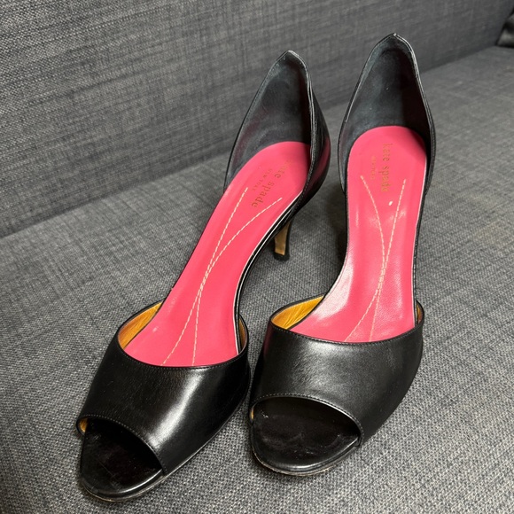 Kate Spade kitten heels black open toe heels - Picture 1 of 6